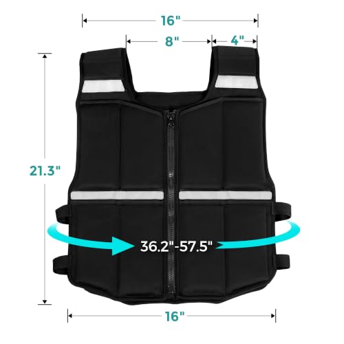 Adjustable Weighted Vest Men Women, 20lb/30lb/40lb Soft Silicone Blocks, Machine Washable | Reflective Strip, Strength Training Weight Vests Slim Under Jacket for Walking Running Rucking Gym Hiking - size: 2-20 LBS