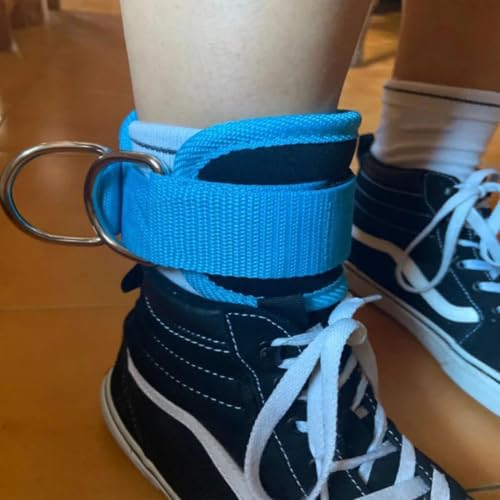 Ankle Strap Ankle Resistance Band Wrist Cuff Padded Strap Adjustable Fitness Glute Kickback D-Ring for Cable Machine Gym Foot Leg Training Brace Support 1 Pack - color: azure