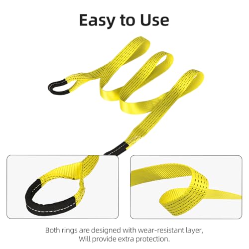 2 Pack 6' x 2" Lifting Sling Straps, 6 Feet Heavy Duty Lift Rigging Strap Tree Saver Recovery Securing Straps, Polyester Flat Towing Web Sling Winch Strap for Trailer, Hoist, Truck.