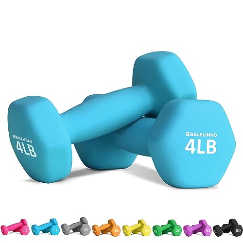 Balelinko Home Gym Equipment Workouts Strength Training Weight Loss Pilates Weights Yoga Sets Weights for Women, Men, Seniors and Youth - color: Blue, style: 4 LB, Pair