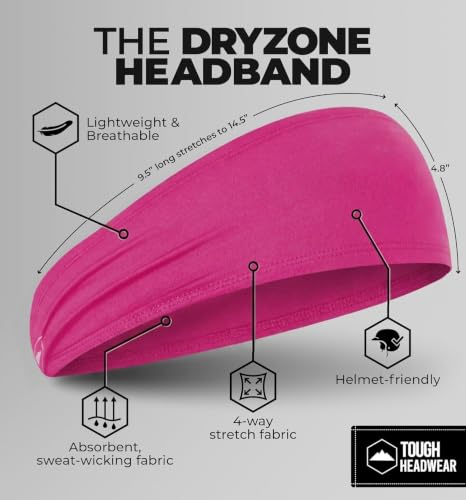 Tough Headwear Mens Headband | Sweat Headbands for Men Women Working Out Running Sports – Athletic Sweat Band Exercise - color: (1 pack) Pink