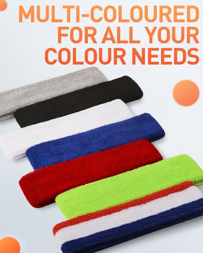 Tanluhu Sweatbands Sport Headbands for Men & Women,Terry Cloth Sweat Band for Tennis, Running, Basketball, Working Out, Exercise- Athletic Sweat Cotton Headband Outdoor - color: Black/White/Black/Gray