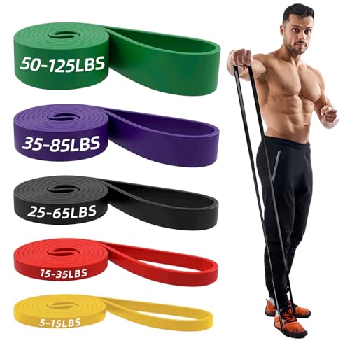 Resistance Bands for Men & Women Home Gym Full-Body Workouts | Skin-Friendly with Consistent Tension, 5 Graded Resistance Levels; Ideal for Yoga,Pilates,Glute Training,Rehab