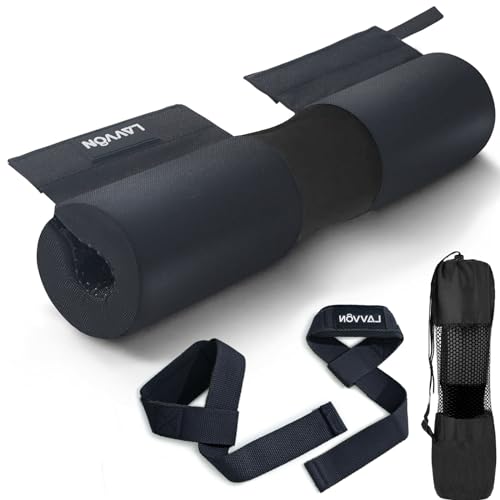 Barbell Squat Pad Set- Nylon Padding AntiSlip- Thick Foam Barbell Pad for Squats Cushion,Lunges&Bar Padding for Hip Thrusts -Standard Olympic Weight Bar Pad (Wrist Straps Weightlifting-Ankle Straps) - color: Black