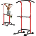 soges Power Tower Pull Up Bar Station, Free Standing Pull Up Rack Dip Station for Home Gym, Height Adjustable Home Strength Training Fitness Workout Equipment - color: Red
