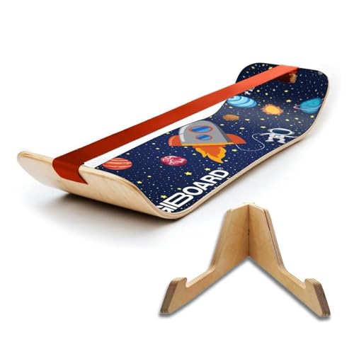 GIBBON SlackBoard, Balance Board Kids & Adults, Slackline Balance Trainer | 1 & 2 Line Options, Slack Board, Core Workout Equipment, Home Gym Training, Standing Desk Exercise, Yoga, Agility, Pilates - color: Astro with Stand