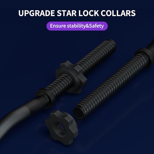 47" EZ Curl Bar Weight Lifting Bar, 1-inch Curling Bars for Weight lifting | Barbell bar for Hip Thrusts/Squats/Lunges for Gym and Home, With 2 Star Double Risk Star-nuts (220lb Weight Capacity) - color: Black