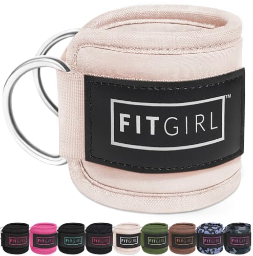 FITGIRL Ankle Strap for Cable Machine – Premium Padding and Comfort for Cable Exercise Machines, Cable Exercise Attachment for Home & Gym, Glute Workouts - Kickbacks, Leg Extensions, Hip Abductors - color: Beige - Pair