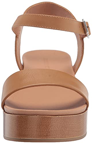 Amazon Essentials Women's Two Band Ankle Strap Open Toe Flatform Sandal - color: Cognac, size: 6.5