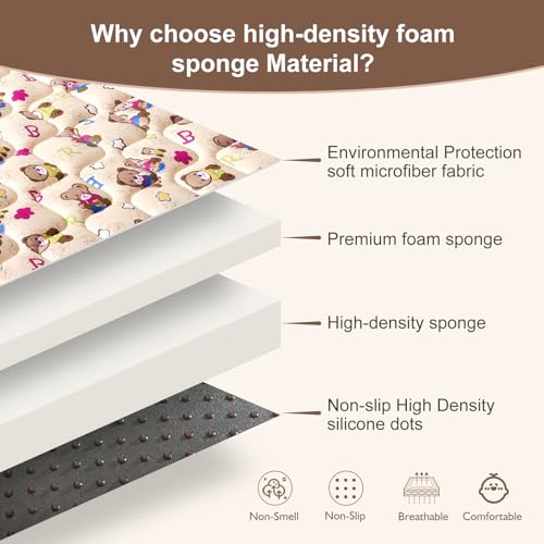 Baby Play Mat - 79" X 71",Premium Thicker Foam One-Piece Machine Washable, Extra Large Anti-Slip Soft Cushioning Foam Playmats for Babies and Toddlers, Foldable Baby Crawling Mat for Playpen - color: Lovely Bear, size: 79" x 71"