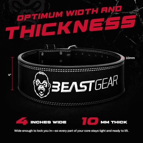 Beast Gear Weight Lifting Belt - Leather Power Lifting Belt for Men，10mm Thick Weightlifting Belt for Deadlifts, Back Support Squats Belts for Powerlifting, Crossfit Gym Belt for Men Women - size: S
