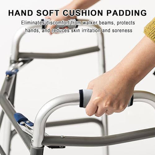 2 Pack Walker Handle Cushions Walker Grip Covers Pads Walker Padded Hand Grip Covers for Rolling Wheelchair Walker Elderly Grippers Rollator Handle - color: Grey