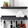 2-Tier Metal Shelf Compatible with Tonal 1& Tonal 2 Accessories | Floating Shelf Organizer for Home Gym Storage, T-Locks Adapter Bracket Hanger, Wall Mounted Rack with Hooks, Workout Holder