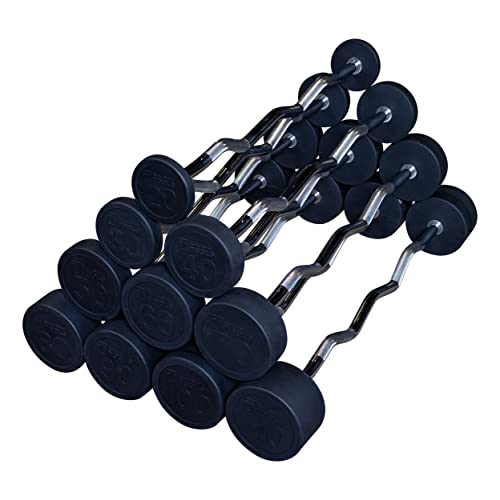 Body-Solid Rubber Coated Fixed Weights Curl Barbells - Weighted Bar for Weightlifting Exercise, Bodybuilding, Strength Training, Squat Rack & Bench Press - style: 50lbs.