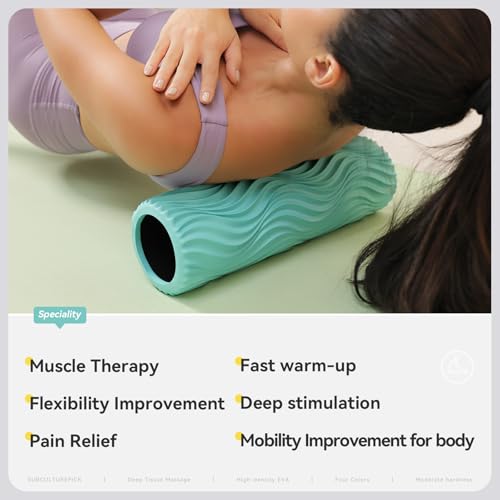 SUBCULTURE Pick Foam Roller - Medium Density Deep Tissue Massager for Muscle Massage and Myofascial Wave Textured Release, Back Roller for Pain Relief & Stretching - color: Turquoise