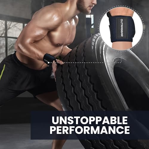 18" OG-Grade Wrist Wraps for Weightlifting – Heavy Duty Wrist Support with Thumb Loop & Lockdown Strap – Wrist Straps for Powerlifting, Bench Press & Gym Training - style: Navy Grit