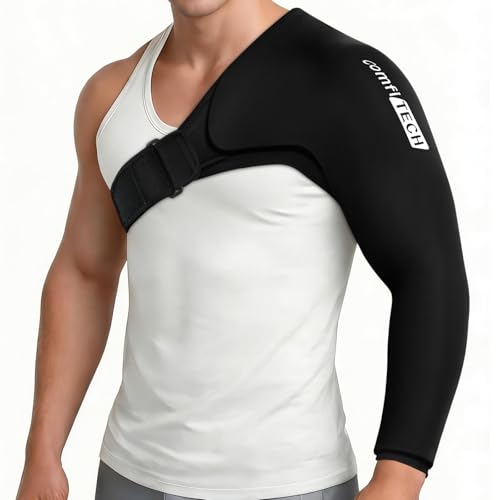 ComfiTECH Shoulder Arm Ice Pack Wrap for Pitchers, Ice Arm Sleeve for Volleyball Player, Athletes, Flexible Cold Application for Throwing Recovery, Elbow Joint and Muscle Relaxation & Daily Use, Large - size: Large