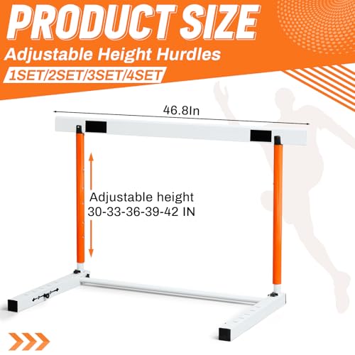 Blulu Adjustable Track and Field Hurdles Height Sports Training Hurdle with Counterweight Heavy Duty Track and Field Equipment Practice Training from 30 to 42 Inch for Athletes Adults - color: orange