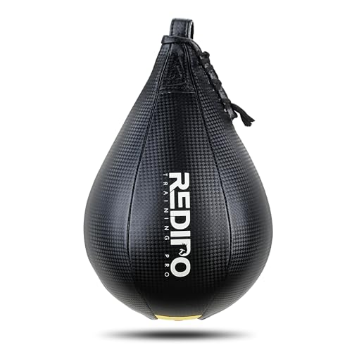 Superior Boxing Speed Bag - PU Leather Speed Punching Ball - Heavy Duty Hanging Swivel Ball for Gym & MMA Muay Thai Sports Fitness - Punching Dodge Striking Speed Reflex Ball - color: Black（10"x7"）