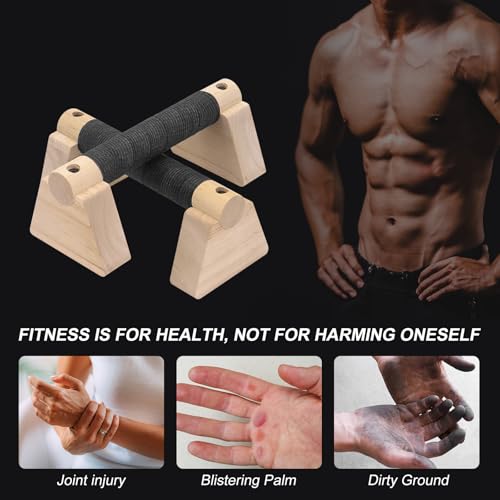 Pushup Bars, Wooden Push-up Stand, Non-Slip Parallettes Bars with Ergonomic Sturdy Structure for Home Fitness Training,Floor Workout