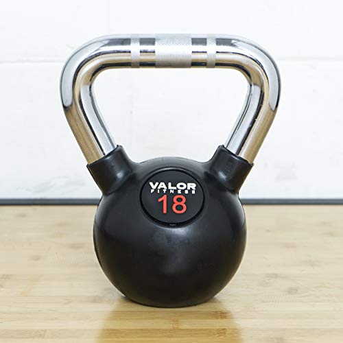 Valor Fitness Kettlebell 18 lb - Chrome Cast Iron Kettlebell Weight for Strength Training, Functional Fitness, Swings, Squats, Core Exercises & Home Gym Equipment