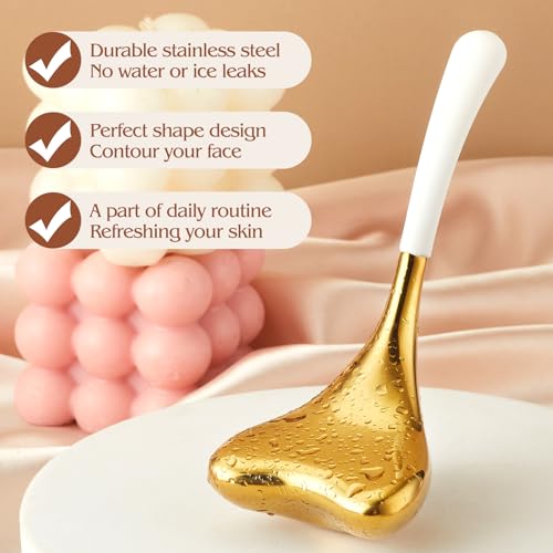 Ice Globes -Facial Skin Care Tools for Women, Cryo Sticks -Unbreakable Stainless Steel and Special Design, Esthetician Supplies Cooling Spa Globes,Mothers Day Gifts for Mom - color: Gold