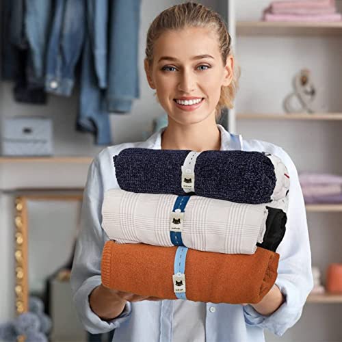 Elastic Band with Buttonholes, 20Pcs Closet Organizer for Bed Sheet, Clothes Organization System for Drawer, Blanket Storage Band, Wardrobe Space Saver for Bedding Comforter Sweater Towel, White - color: White