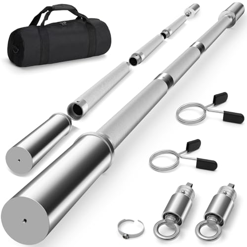 DASKING 4ft/4.9ft Barbell, 2-Inch Olympic Detachable Bar, Portable Strength Training Bar for Weightlifting, Squat, Bench Press, Home Gym, 450LBS, Includes Silent Collars - size: 4.9 Ft