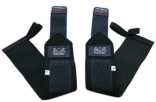 Grip Power Pads Wrist Wraps 2 Wraps for Weight Lifting Wrist Support Cotton Wraps Gym Bandage Straps for Men & Women Premium Quality & PRO Rubber - color: Jet Black, size: 18""