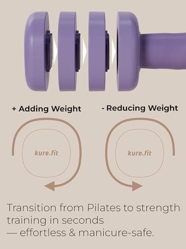 Adjustable Dumbbell Set｜2LB 3LB 4LB 5LB Light Hand Weights for Women｜One-Twist Weight Adjustment｜Non-Slip Curved Grip Handle｜Free Weights for Home Gym, Rehab, Pilates, Yoga, Strength Training - color: Lilac Purple