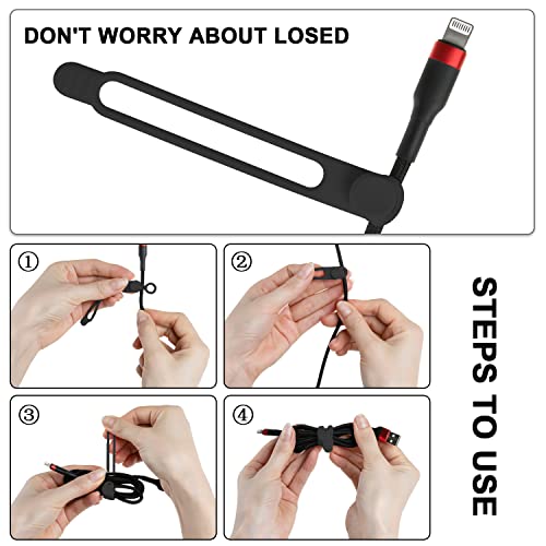 16Pcs Silicone Cable Ties Cord Organizer for Bundling Earphone, Phone Charger, Computer Cords, Reusable Wire Cable Management in Home,Office,Kitchen,School,Travel (Black) - color: Black, size: 4.2 Inch