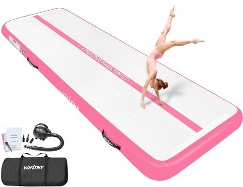 VOFiTNY All Purpose Gymnastics Mat 6.6/10/13/16/20 ft Sturdy Inflatable Tumble Track for Home/Gym - color: Pink, size: 20ft*3.3ft*4inches(6m*1m*0.1m)