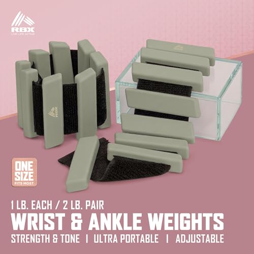 RBX Adjustable Ankle & Wrist Weights, Customizable for Pilates, Yoga, Walking, Barre, Home Workouts & Strength Training - color: Olive