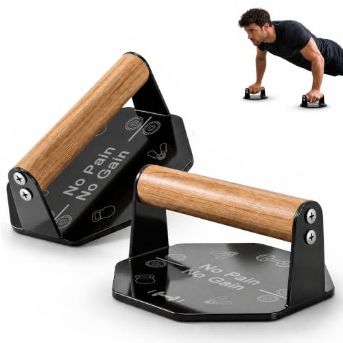 Heavy Duty Push Up Bars with Beech Wood Handles, Iron Push Up Stands for Floor, 220LBS Support Non-Slip Portable Pushup Handles, Home Gym Equipment for Chest Arm Full Body Strength Training Men - color: Black (octagonal pattern)