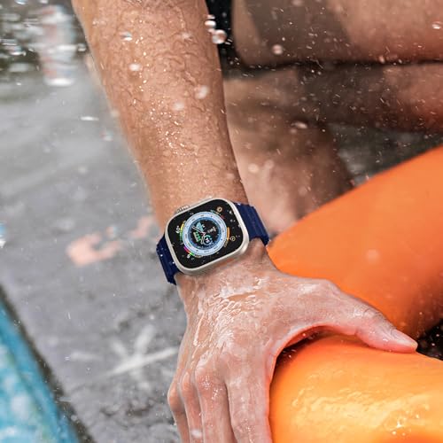 Ocean Silicone Sport Band - Compatible With Apple Watch Ultra 2/Ultra 49mm 45mm 44mm for Men Women, Breathable Soft Waterproof Strap for iWatch Series 10 46mm SE/9/8/7/6/5 - color: Ocean/Midnight Blue