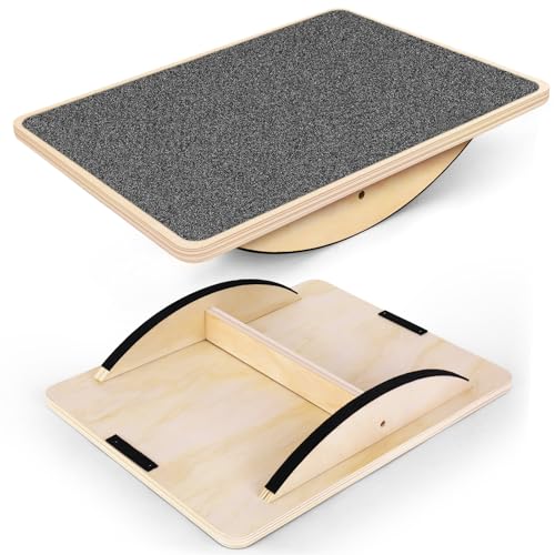 Balance Board Professional Wobble Board for Adults Anti-Slip 350LBS Balance Boards for Physical Therapy Standing Desk Core Strength Wooden Balance Board Rocker Board - color: Balance Board