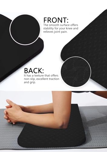 Yoga Knee Support Pad for Women Pilates Kneeling Cushion | Elbows Wrist Hands Head Foam Extra Thick Men Exercise Knees Pads Set of 6 Pieces - color: Black