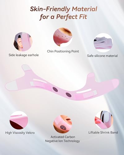 V-Line Sculpting Face Mask – Silicone Chin Strap for Jawline Tightening & Double Chin Reduction (23-27 Inches) (Rose purple) - color: Rose purple