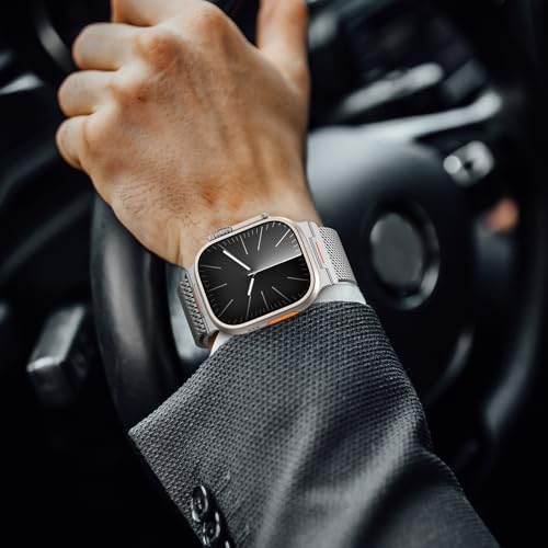 Milanese Loop Compatible with Apple Watch Ultra 3/2/1 Band 49mm 46mm 45mm 44mm 42mm, Magnetic Stainless Steel Strap Bands for iWatch Ultra SE 3/2/1 Series 11 10 9 8 7 6 5 4 3 2 1 Men, Silver - color: Silver