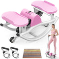 Rock Stepper, Side to Side Stepper for Exercise at Home, Low-Impact 3D Rocking Stepper Machine with Resistance Bands & Non-Slip Mat, Side Stepper for Full Body Workout, 250 LBS Capacity - color: PINK
