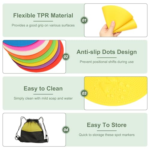 Spot Markers, Poly Spot Marker for Agility Training Floor Dots Non Slip Flat Field Cones - color: Yellow, size: 30 cm/11.8inch