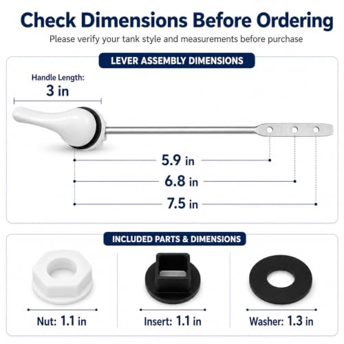 Lydia's Deal Toilet Handle Replacement Kit, Adjustable Front Mount Toilet Tank Flush Lever with Lock Nut, Fits Most Front-Mount Toilets, Easy DIY Install, Toilet Repair Kit (White, Aluminum) - color: White Aluminum