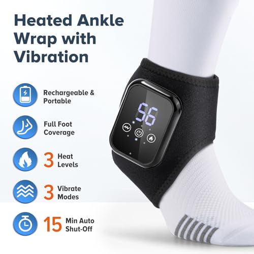 2 PCS Cordless Ankle Massager for Pain Relief, Foot Massager for Neuropathy, Ankle Heating Pad with Massage, Foot Ankle Massager, Heated Foot Massager, 3 Heat Levels, 3 Massage Modes, Black - color: Black, size: 2 PCS
