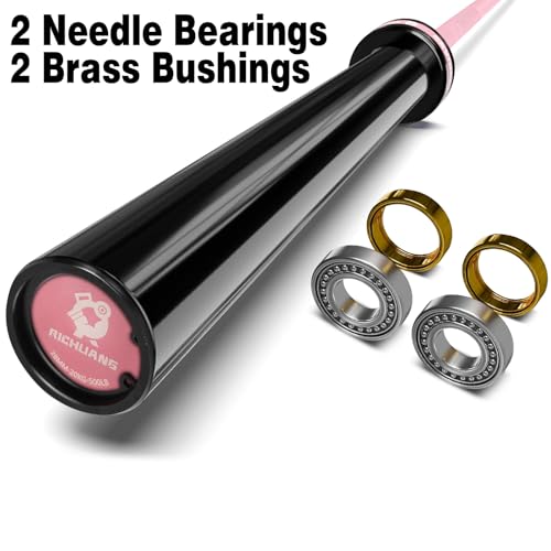 7ft Olympic Barbell 28mm 45lb – 500/700/1000LB Bar for Home Gym | Ceramic coated steel. Smooth spinning sleeves. Fits 2" plates. For snatch, clean and jerk, squats, deadlifts, bench press. - color: Pink-500LBS