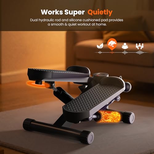 Sweetcrispy Mini Stair Steppers with Resistance Bands for Exercise at Home, Portable Exercise Twist Stepper Machine for Full Body Workout, 300LBS Capacity - color: Dark Black
