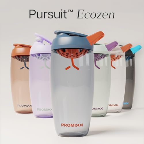Promixx Pursuit Protein Shaker Bottle – 32oz Silent Snap-Fit Mixer for Lump-Free Shakes – Leak-Proof BPA-Free Ecozen Gym Shaker with Measurement Marks for Fitness and Travel – Midnight Blue - color: Midnight Blue, style: 32oz