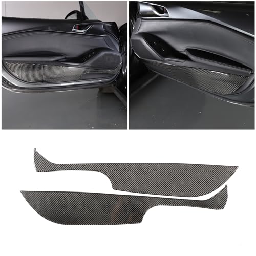 Soft Carbon Fiber Car Door Anti Kick Pad Trim Cover Compatible with Mazda MX-5 Miata 2016-2025+, Door Protector Mat Anti Dirty Anti Collision Stickers Interior Accessories (Black) - color: Black