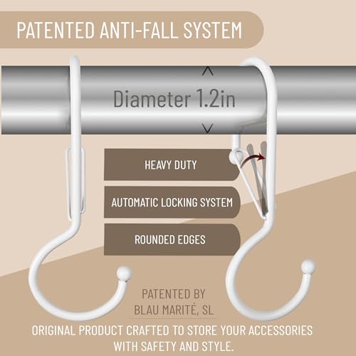 6 Purse Hanger for Closet. Tote Hanger. S-Shaped Hooks S Hooks Twist Design. Anti Drop S-Shaped Hook for Hanging Handbags with Safety Buckle to Prevent Falls. Heavy Duty. (White, Twisted) - color: White, size: Twisted