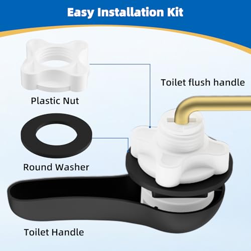 Hibbent Metal Front Mount Toilet Handle Replacement Kit, Matte Black | Upgraded Metal Flush Lever, Universal Toilet Flush Handle Fit Front Tanks, Stainless Steel Flapper Chains, 4 Adjustable Holes - color: Matte Black, style: Classic