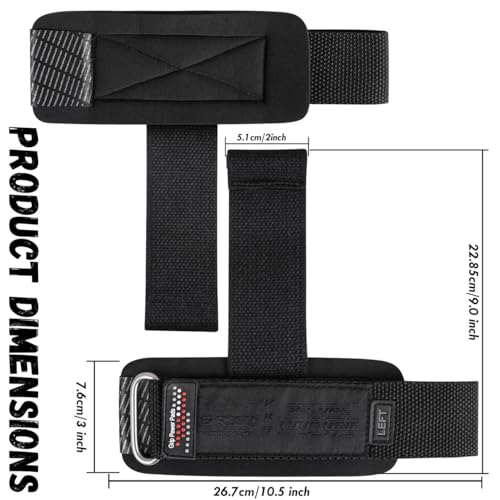Gym Lifting Dowel Straps Neoprene Padded Wrist Wraps for Weight Training, Bodybuilding & Fitness – Wrist and Grip Support, 2 Pack (Jet Black)